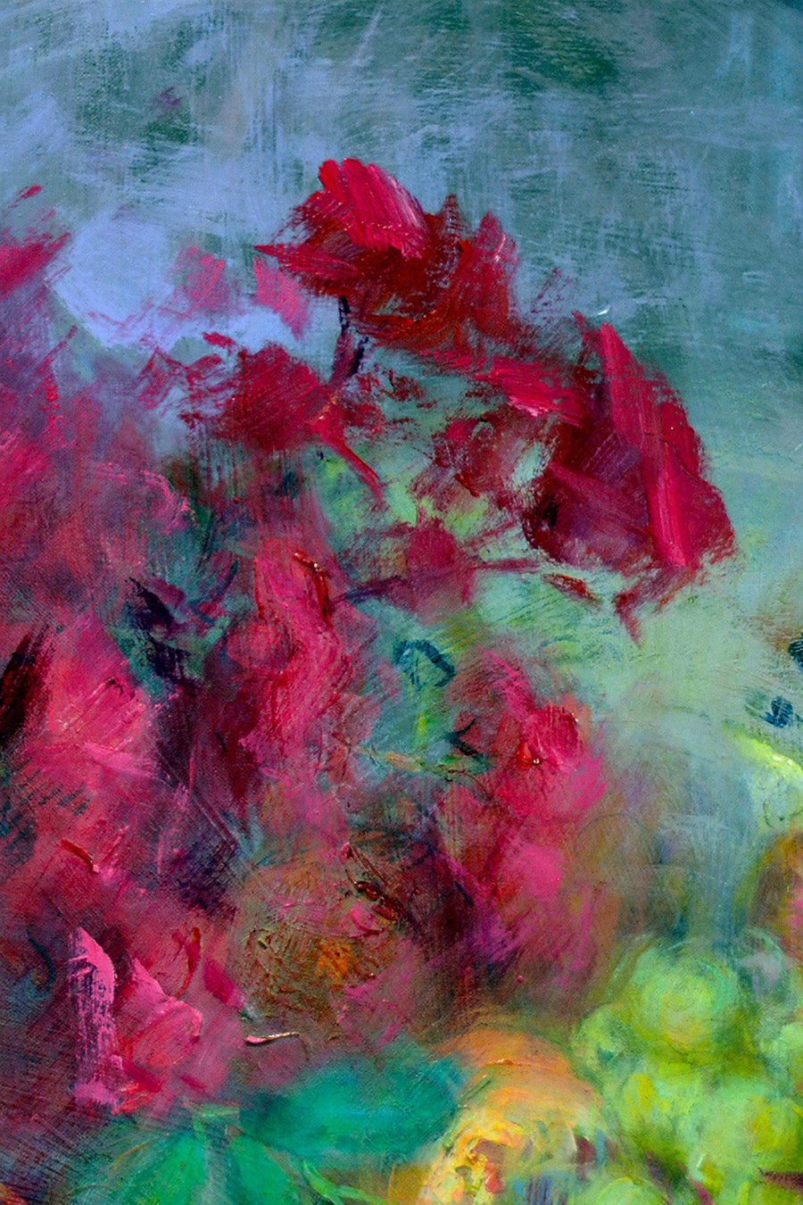 Natura Morta con Fiori Rossi - Oil Painting on Canvas