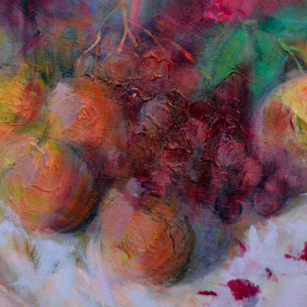 Natura Morta con Fiori Rossi - Oil Painting on Canvas